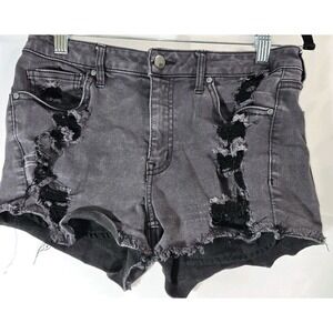 RSQ VENICE MID RISE BLACK DENIM Women's Distressed Shorts Sz 9